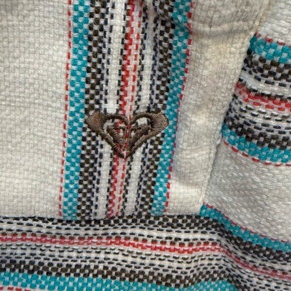 Roxy Baja Hoodie L | Woven Cotton Pullover | Boho Surf Drug Rug | Made in India - Picture 9 of 9